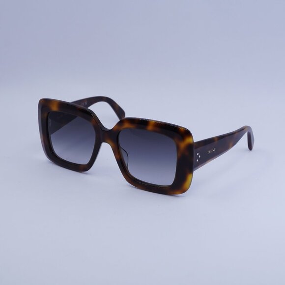 Celine CL40263I 53B Sunglasses Dark Havana Square Frame, Grey Lenses - Picture 1 of 10